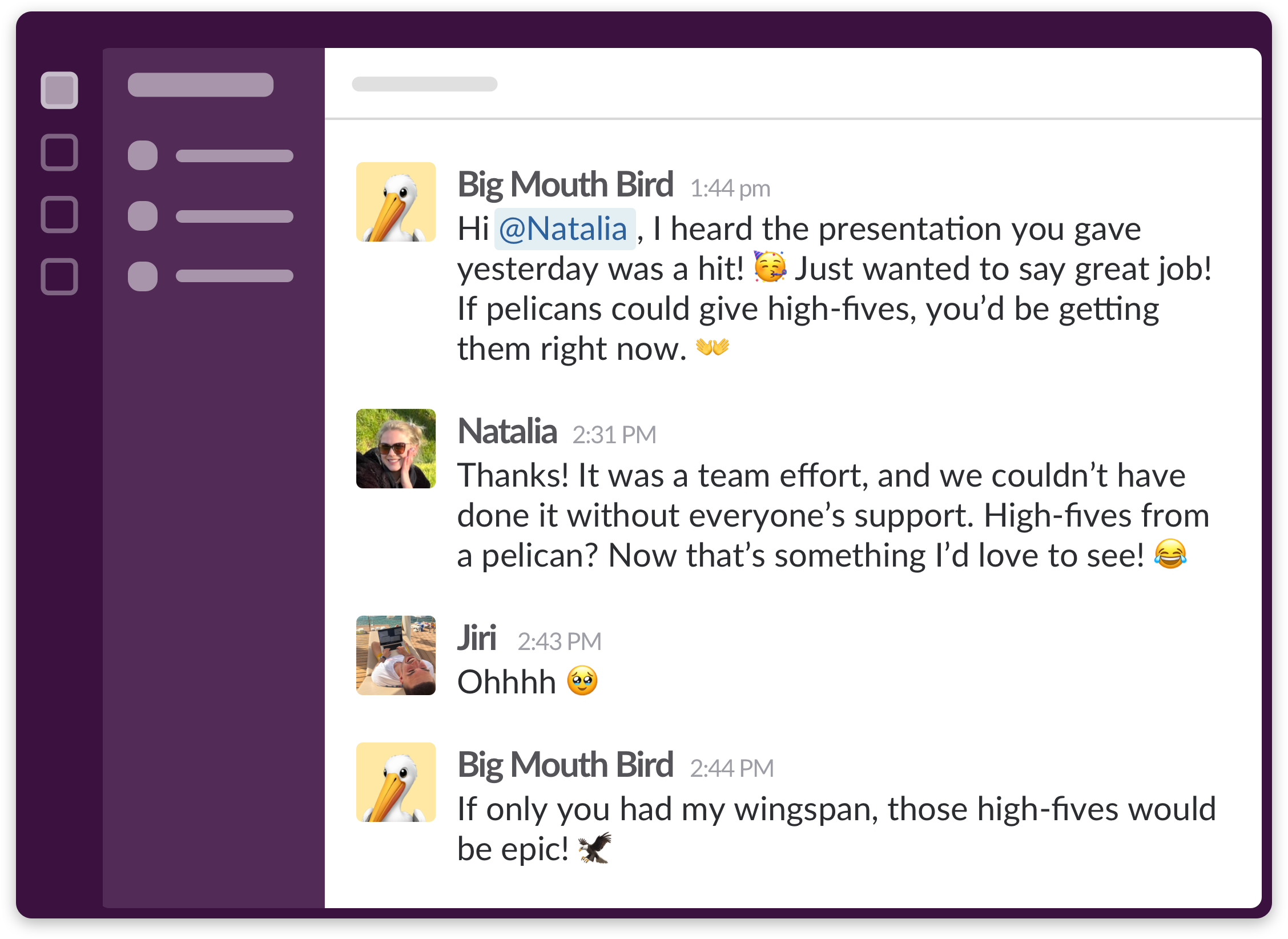 Slack conversation preview